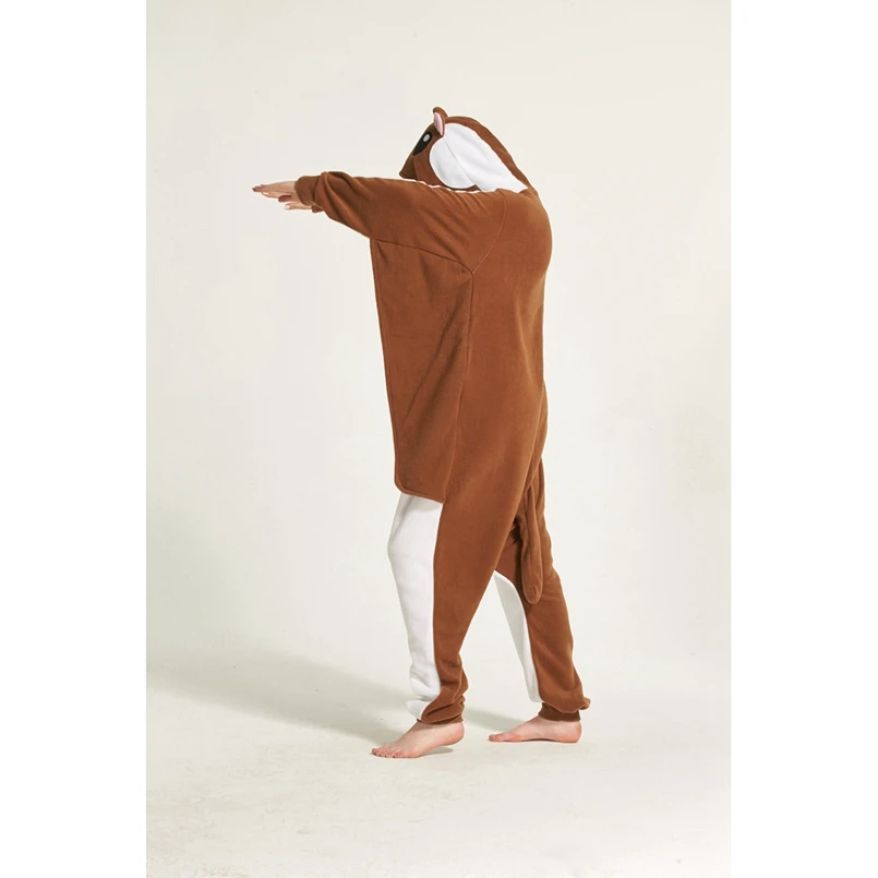 Коричневый Flying Rat животных пижамы Onesie Толстовка для взрослых Для женщин Для мужчин Пижама праздника Хэллоуин пижамы руно полной длины