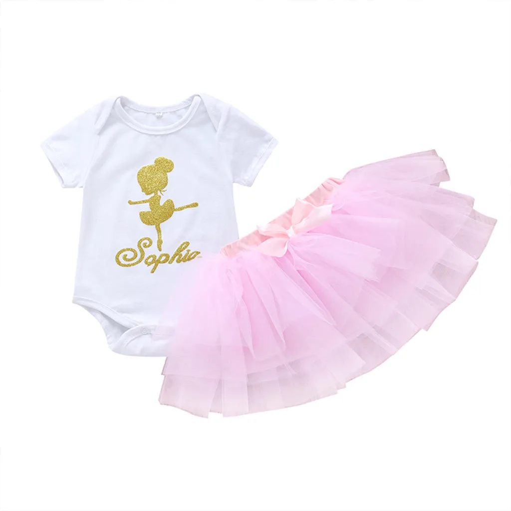 

Child necessities Infant Baby clothes set Cartoon Ballet Print Bodysuit Romper+TuTu Skirts Outfits Setsbaby Girls clothes set