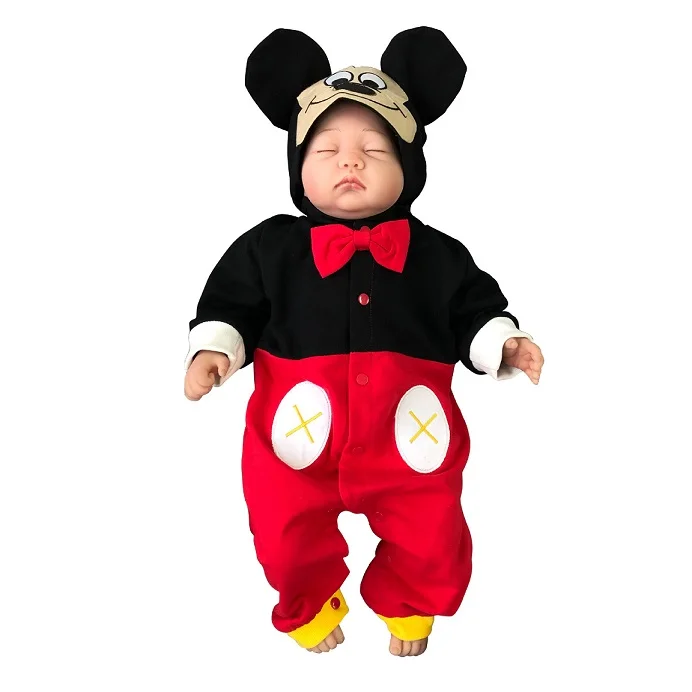 Одежда для новорожденных девочек весна длинный рукав детский комбинезон мультфильм мышь утка с принтами для маленьких мальчиков костюм с капюшоном Хлопок Забавный наряд - Цвет: MK