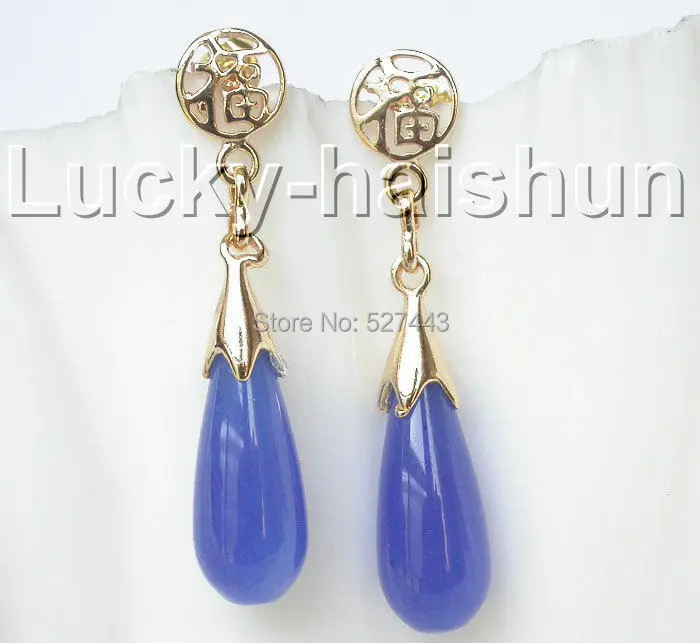 Wholesale free shipping &gt&gt&gt&gt&gt&gtAAA natural Dangle 8*21mm drop blue stone Earrings post j8857 | Украшения и аксессуары