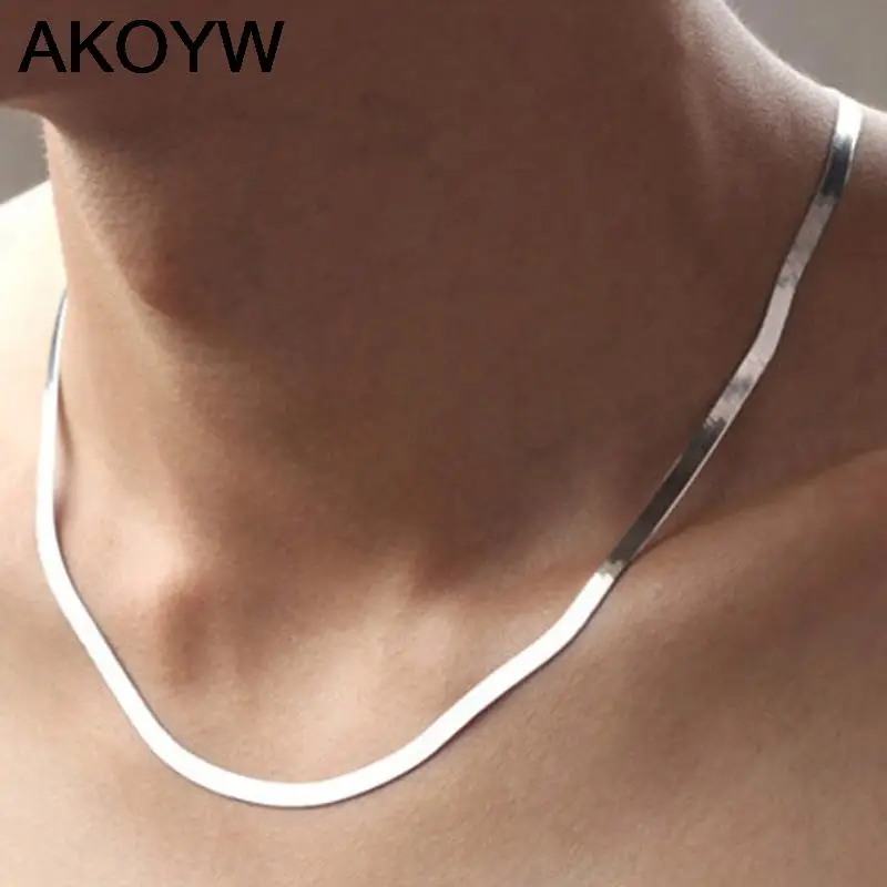 high quality silver plated necklace Men Ms Short paragraph clavicle Blade chain fashion Nightclubs accessories Flat