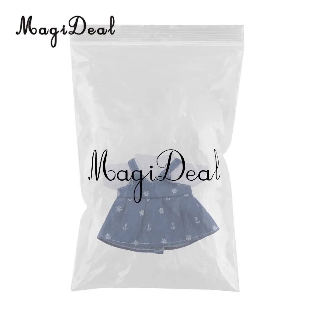 Cute White T-shirt & Suspender Skirt Set for 25cm Mellchan Baby Doll Dress Up Accessory
