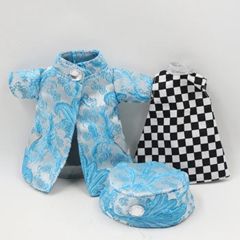 Наряды для куклы Blyth, комплект из синего Ципао, включая шляпу, костюм для 1/6 года, azone BJD pullip licca - Цвет: a set like picture