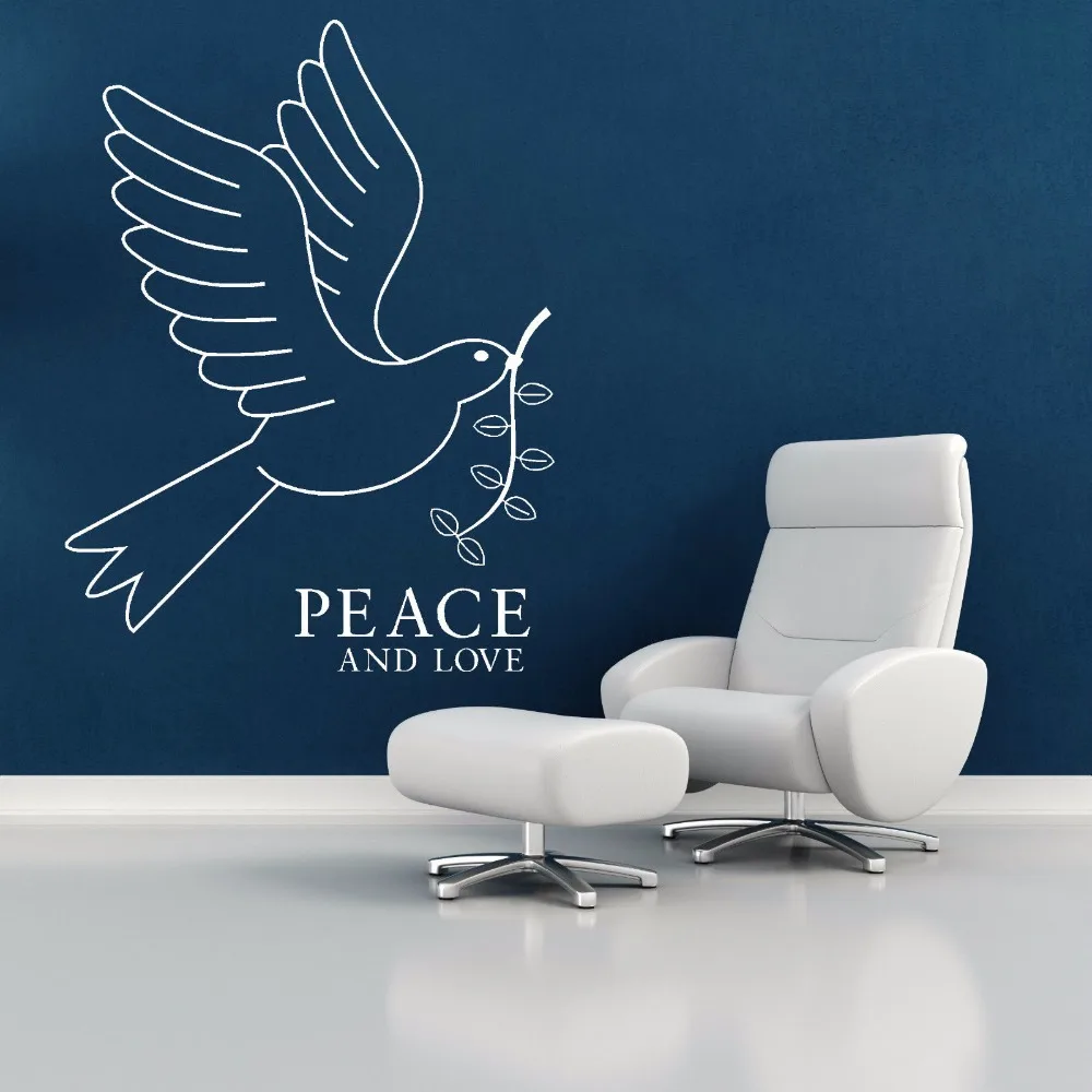 

Wall Sticker Removable Bird Of Peace And Love Wall Decal Vinyl Peace Style Wall Art Mural Home Bedroom Decoration Stickers AY649