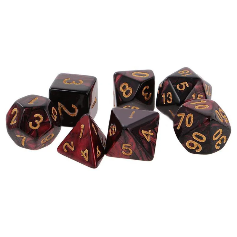 7 шт./компл. многогранные кости набор для Подземелья и Драконы D10 D8 D6 D4 красные, черные