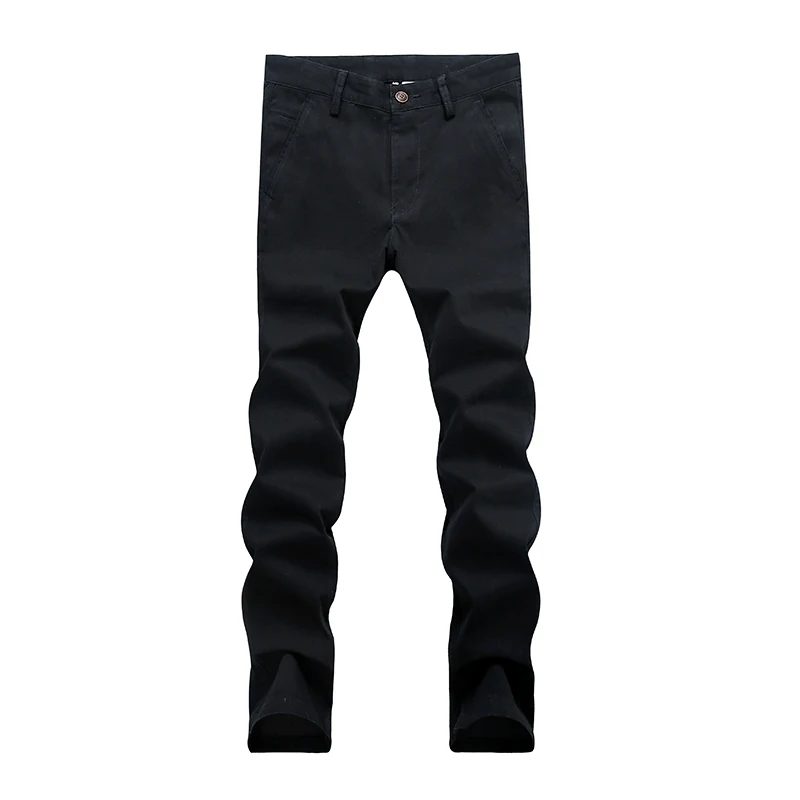 VOMINT, новинка, мужские повседневные штаны, эластичные брюки, прямые, умные, деловые, черные, синие, хаки, большие размеры 42, 44, 46 - Цвет: black