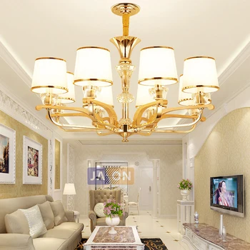 

led e14 Postmodern Iron Crystal Fabric Golden LED Chandelier Chandelier Lighting LED Light LED Lamp For Foyer Dinning Room