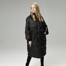 Новая модная зимняя куртка, пальто для женщин, свободная теплая парка, белый утиный пух, пальто, Толстая куртка, длинная парка размера плюс, Женское пальто