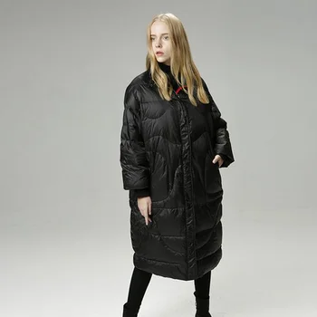 

2018 New Fashion Winter Jacket Coat Woman Loose Warm Parka White Duck Down Coat Thick Jacket Long Parka Plus Size Female Coat