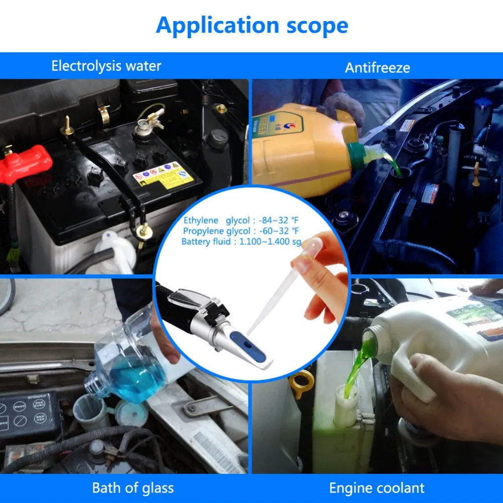 Yieryi оптический рефрактометр антифриз батареи чистящие жидкости рефрактометр ATC E:-84F-32F P:-60F-32F B: 1,100-1.400sg