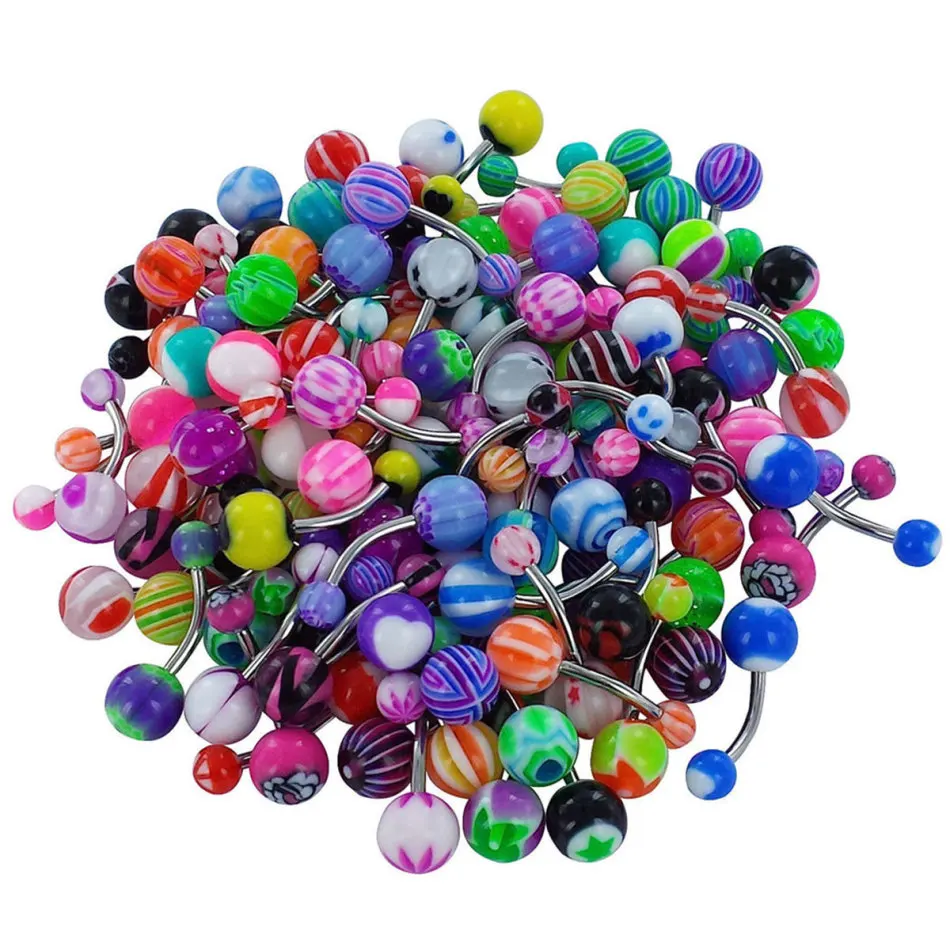 30 шт./компл. модное разноцветное сексуальное украшение для пупка кольцо для пирсинга тела пупка Штанга ювелирные изделия пирсинг губ унисекс ювелирные изделия подарок