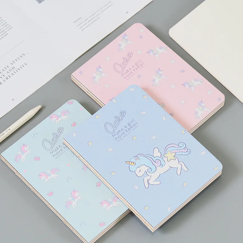 

Cute Kawaii Cartoon Animal Unicorn White Kraft Paper Painting Drawing NoteBook Diary Notepad Stationery Office School Supplies