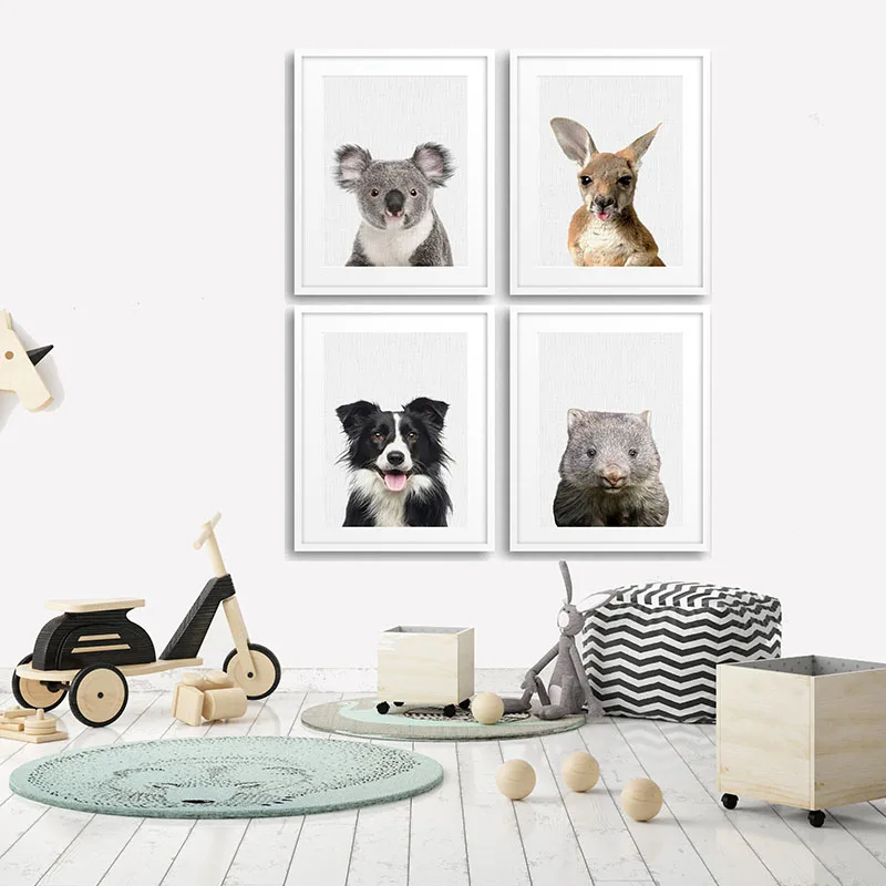 

Modern Nursery Wall Art Animal Posters and Prints Koala Bear Wombat Canvas Painting Pictures Kids Room Nordic Decoration Home