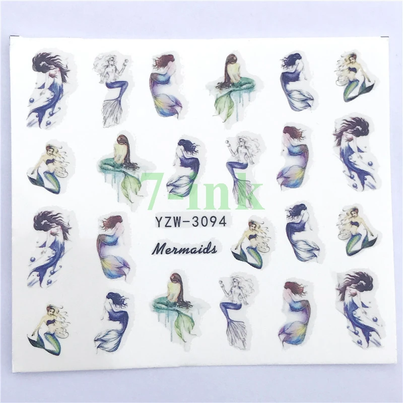 

Water Transfer stickers for nail art Mermaid English letter Fingernails Decals Manicure Decor Nail Wraps Decals