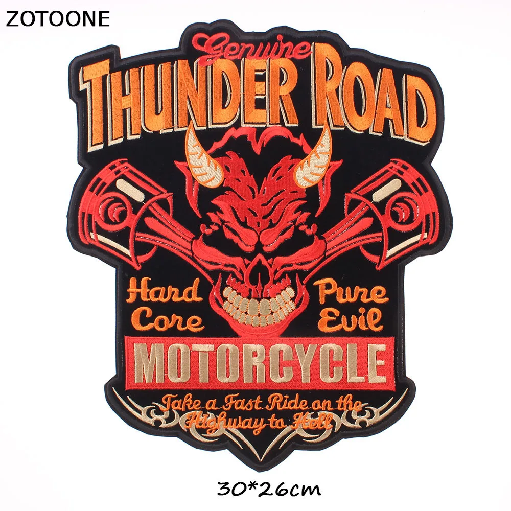 ZOTOONE Cool Red Thunder Road нашивки железная вышивка на одежде Большой Череп нашивки в живую, чтобы кататься на заказ патч аппликация «сделай сам» E - Цвет: Антикварная медь