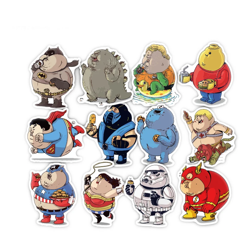 TD ZW 32Pcs/lot Cute Fat Hero Funny Stickers Decal For Car Laptop Bicycle Cellphone Motorcycle Pad Waterproof Toy Sticker