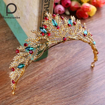 

Parmalambe High Quality Baroque Charms Colorful Rhinestone And Crystal Jewelry Bridal Headpieces Crown Wedding Hair Accessories