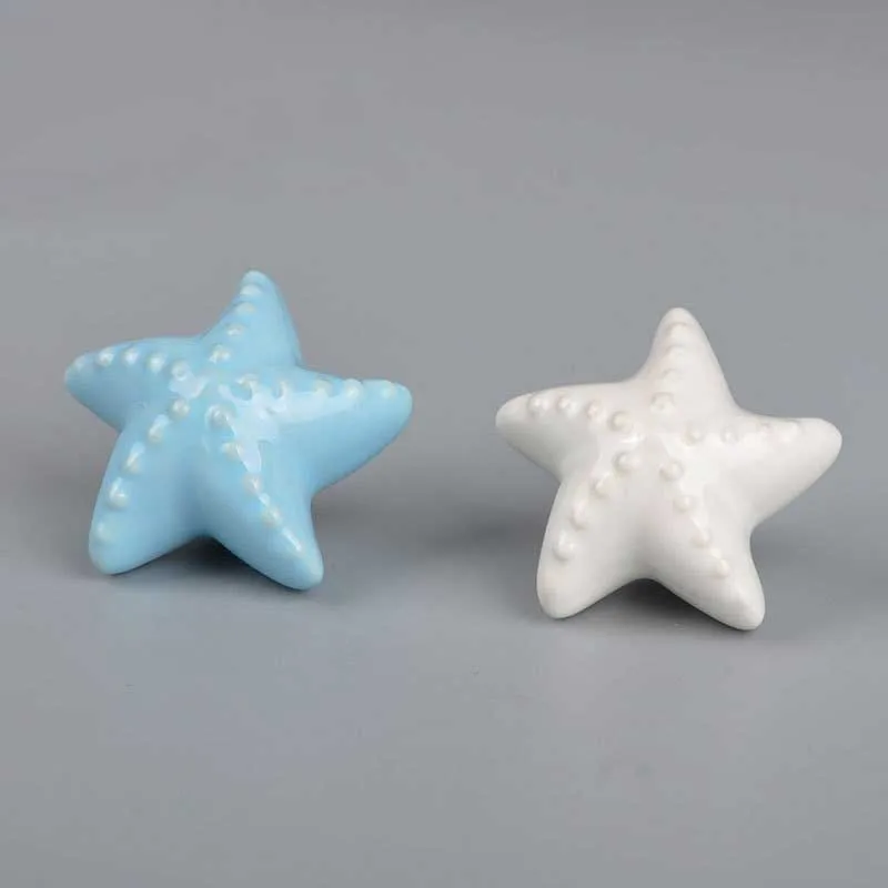 Aqua Blue w White Dots Ceramic Cabinet Knobs Drawer Pulls Closet Door Handles