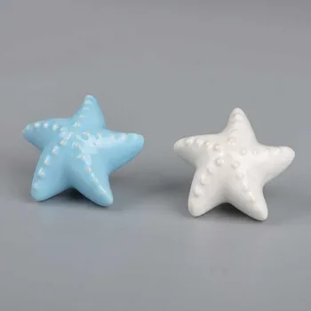 

Blue White Furniture Handles Starfish Cabinet Knobs and Handles Ceramic Door Knob Cupboard Drawer Kitchen Pull Handle Home Decor