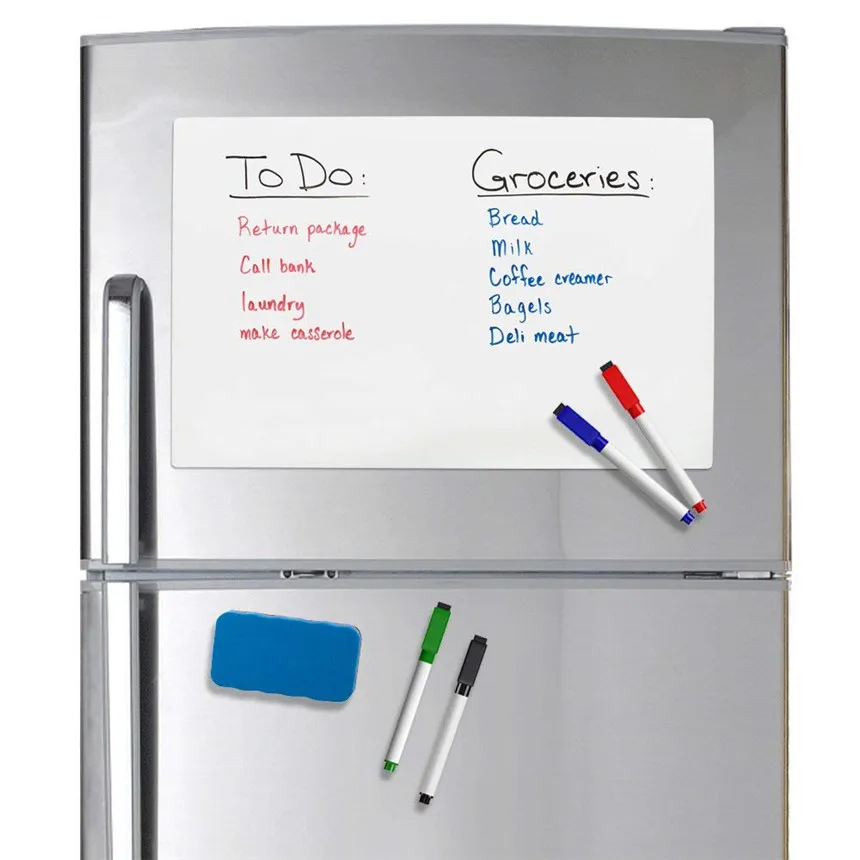 A3 Size Flexible Magnetic Whiteboard Fridge Soft Magnets Dry Wipe White Board Writing Record Board Magnetic Marker Pen Eraser