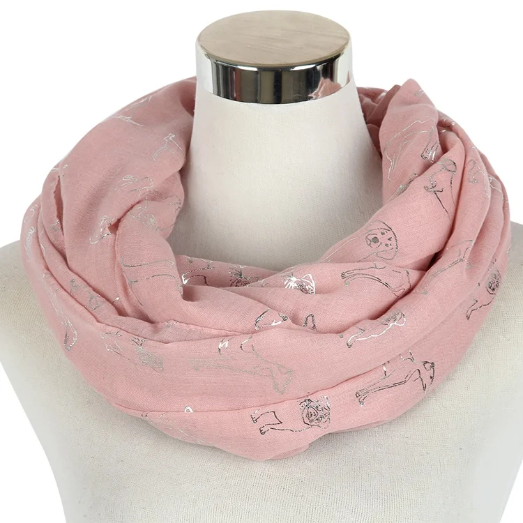 Модные серые темно-синие бронзовые серебряные шарфы для собак Бесконечность кольцо Петля для женщин - Цвет: Pink Loop