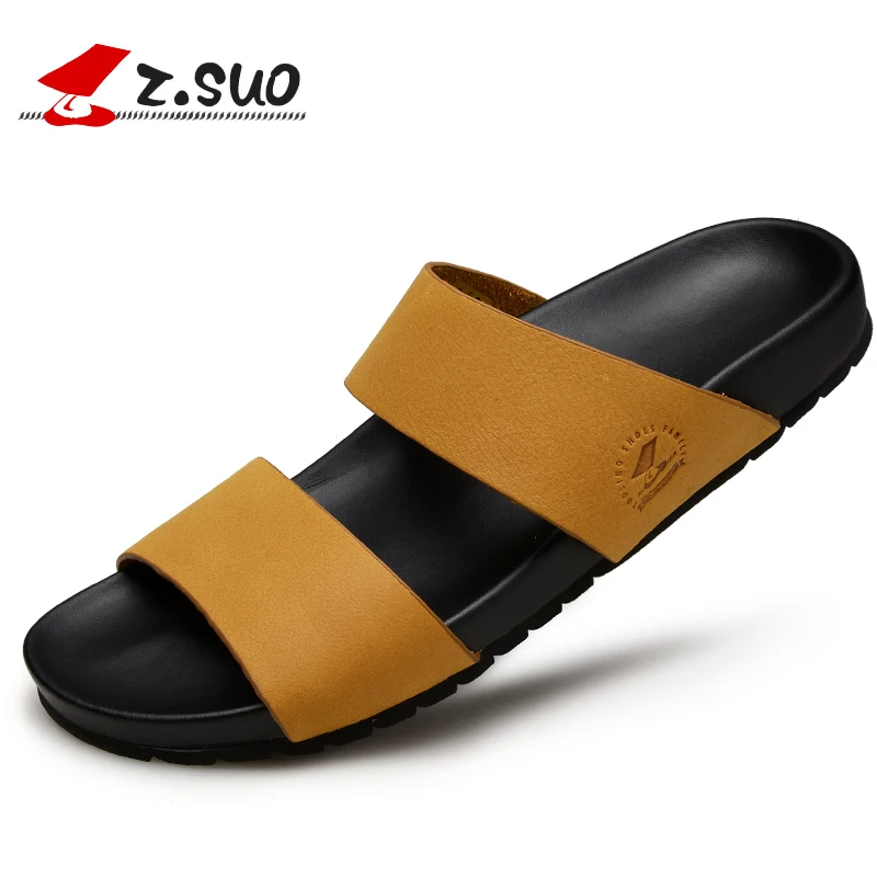 men's leather slippers with rubber soles