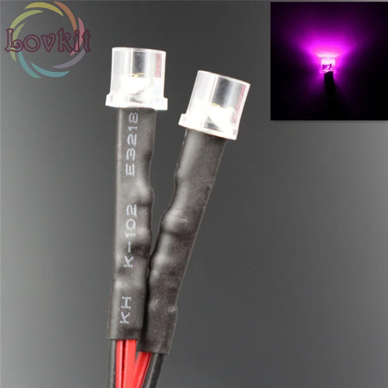 

50pcs 5mm 12V Pre-Wired Resistor Flat Top Pink DC 20cm LED Wide Angle Light Bulb Emitting Diodes For Car Toy DIY Retai Wholesale