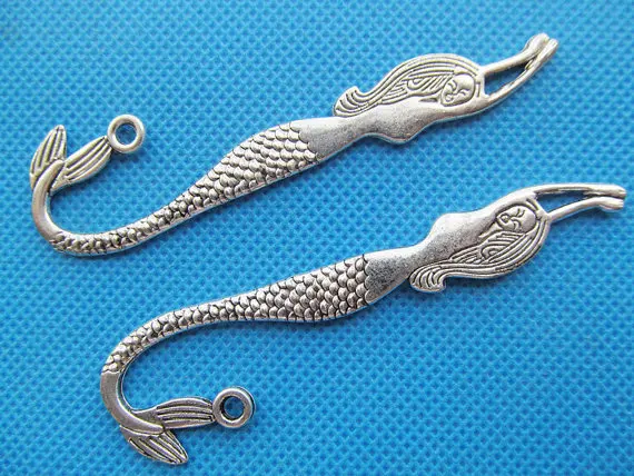 

5pcs 80mm Antique Silver tone/Antique Bronze Mermaid Hair Kanzashi/Bookmark Pendant Charm/Finding,DIY Accessory Jewellry Making