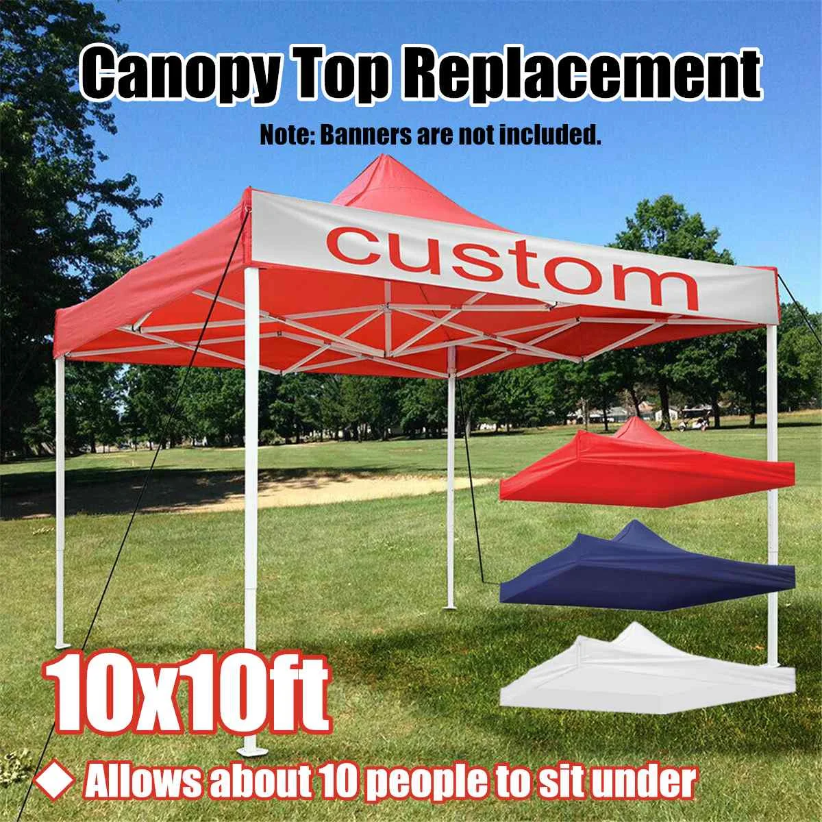 

10x10ft EZ Pops Up Canopy Top Replacement Instant Outdoor Patio Pavilion Gazebo Sunshade Sun Shelter Tent Oxford Cover