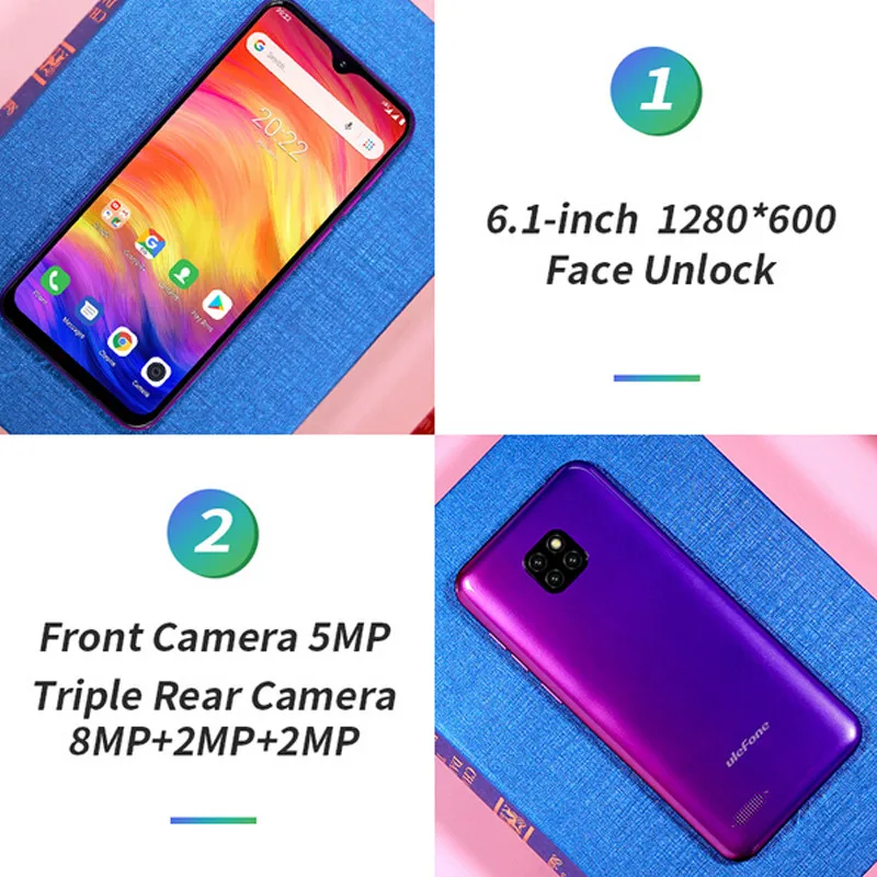  Ulefone Note 7 Smartphone 6.1 inch 19:9 Waterdrop Android 8.1 1GB+16GB Quad Core 3500mAh Face Unloc