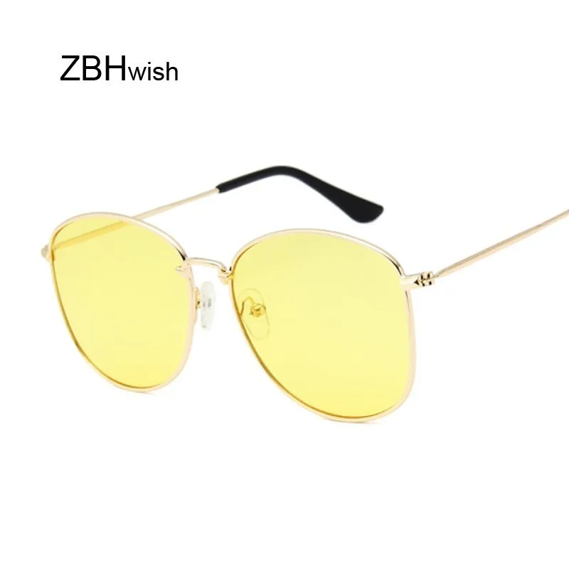 

Retro Big Round Sunglasses Women Vintage Brand Shades Yellow Metal Color Sun Glasses For Female Fashion Designer Lunette