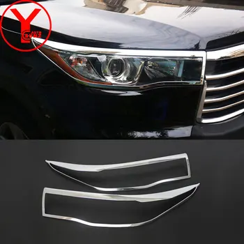 

chrome headlight cover For toyota highlander 2014 2015 2016 accessories ABS Head lights for toyota kluger highlander 2015 YCSUNZ