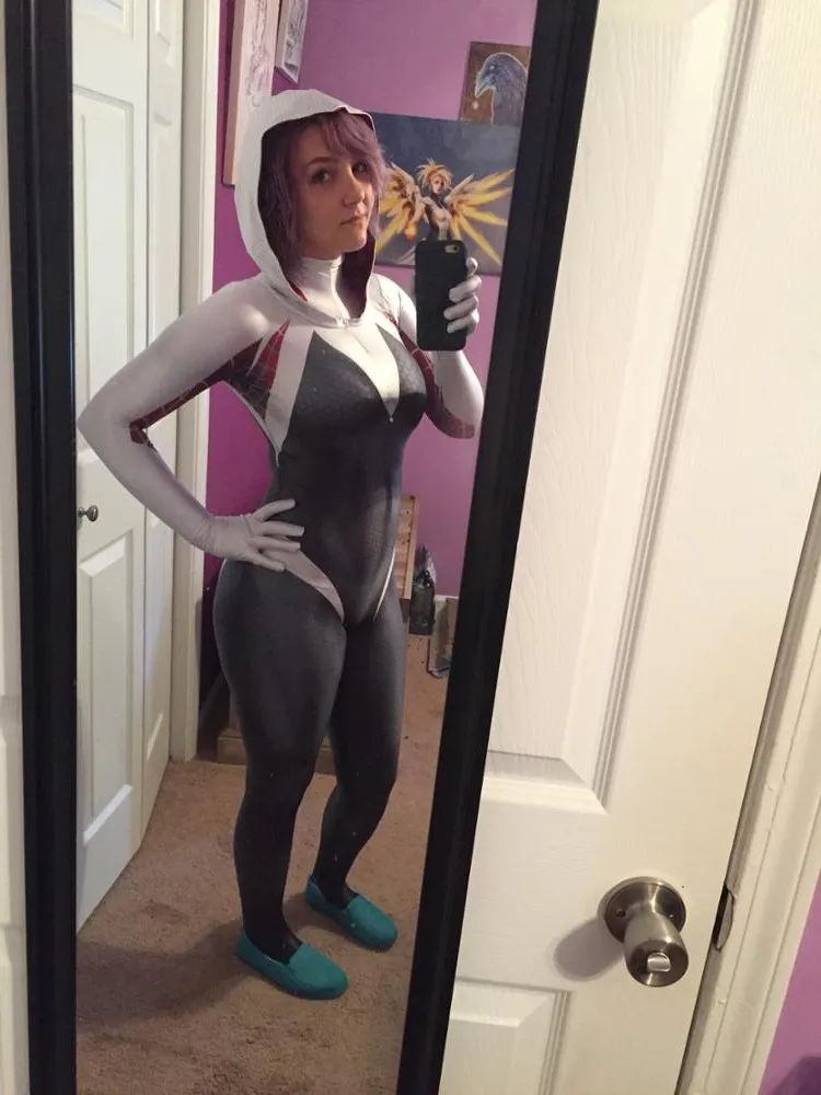 3D Print Spandex Lycra Spiderman Suit No Mask Gwen Stacy Costume Halloween Cosplay  (11)