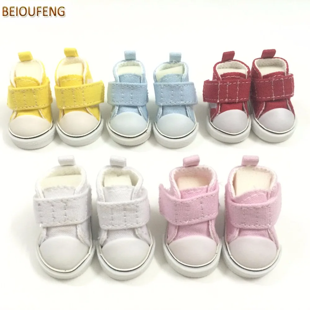 

BEIOUFENG One Pair Canvas Gym Shoes 1/6 BJD Doll Shoes for Dolls Accessories,5CM Mini Doll Boots Slipper Shoes for Puppet Dolls