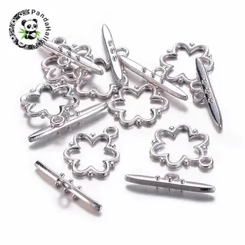 

50Sets OT Toggle Clasps For Bracelet Nickel Lead Cadmium Free Silver Color, Toggle: 19x15x1.5mm, hole: 2mm. Tbars: 24x6x4mm