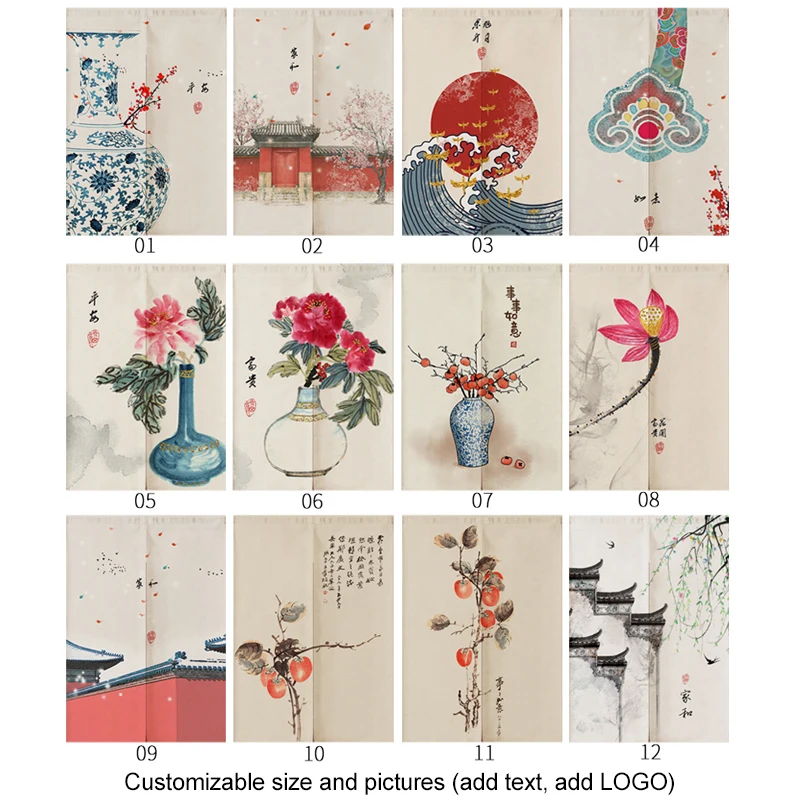 

Japanese Chinese Retro Customizable Linen Door Curtain Noren Bedroom Kitchen Curtains Home decoration curtains for living room