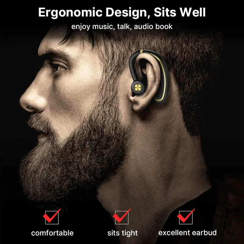 Handsfree Bluetooth Earphone For iPhone X XS XR 7 8 6s Ear Hook Bluetooth Headset For Xiaomi Redmi k20 pro mi 9 Huawei p20 lite