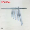 3pc/Set Toothed Tweezers Barbecue Stainless Steel Long Food Tongs Straight Home Medical Tweezer Garden Kitchen BBQ Tool ► Photo 2/6