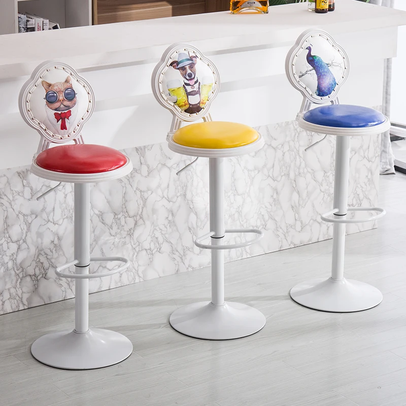 

Bar Chair Modern Simple High Chair Bar High Bench Mobile Phone Shop Stool Back Bar Stool Home Lift Bar Chair