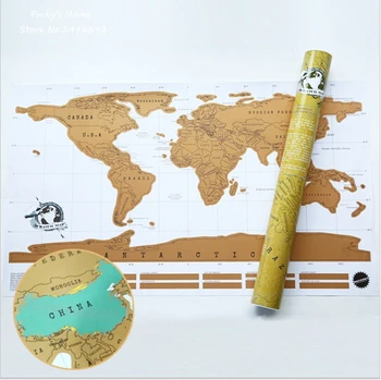 

Free Shipping 1Piece Scratch OFF MAP Travel Scratch Map 88x52 cm World Map