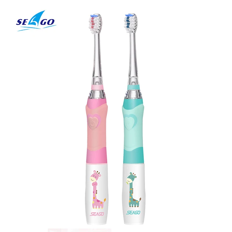 Seago Kids Sonic электрическая зубная щетка Красочный светодиодный водонепроницаемый с мягкой щетиной 16000/мин умная зубная щетка для детей