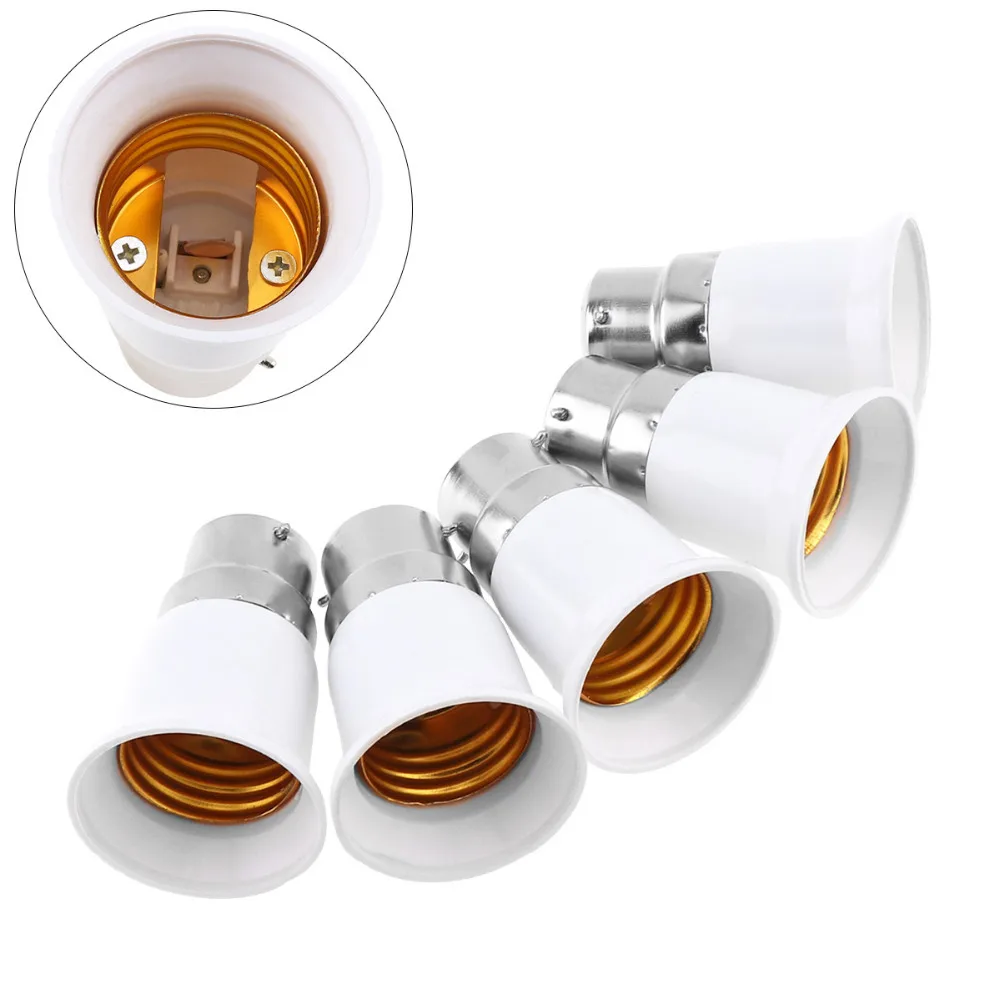 5pcs B22 to E27 LED Bulb Base Adapter Universal Light Converter Lamp