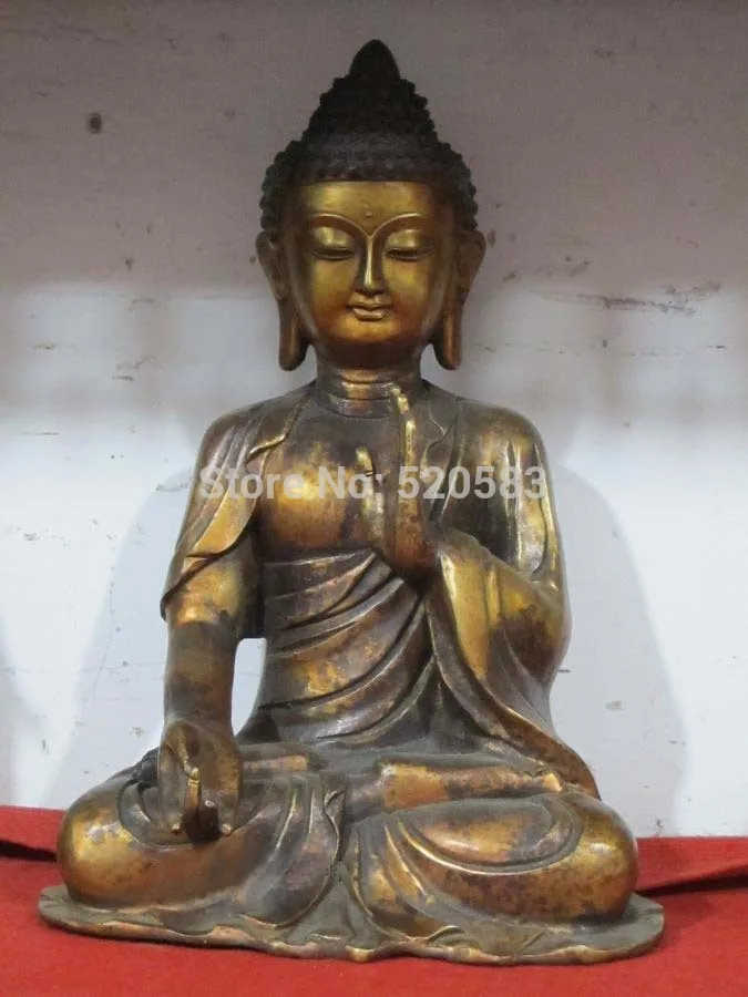 

free 13"Tibetan Tibet Bronze gilt teacher Buddha Shakyamuni Chan master Sakyamuni St fast