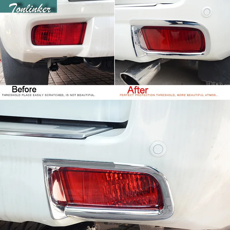 

2 PCS DIY car styling New ABS Chrome rear fog light decorative light box cover case for Toyota 2010-15 Prado parts accessories