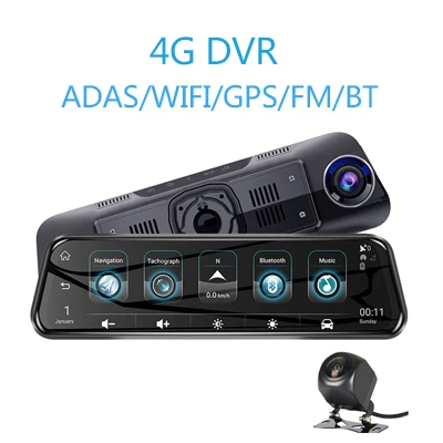 ANSTAR 1" 4G 3g зеркало заднего вида видеорегистратор 1080P Android DVR gps навигация ADAS wifi двойной объектив Автомобильный регистратор авто камера - Название цвета: 4G DVR