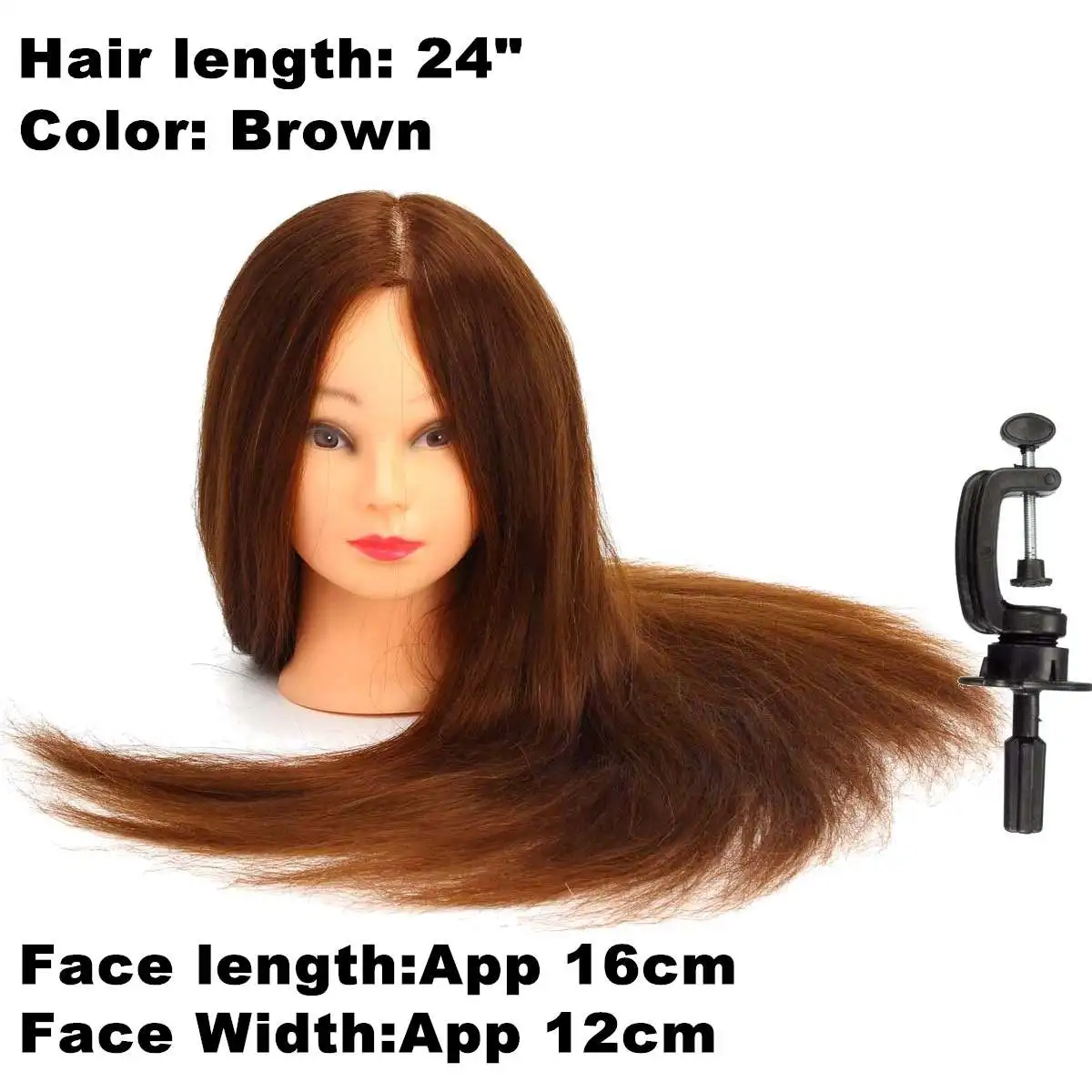 24 дюйма настоящие человеческие волосы каштановые прямые волосы тренировочная головка для обучения парикмахеров Манекен Модель волос кукла голова