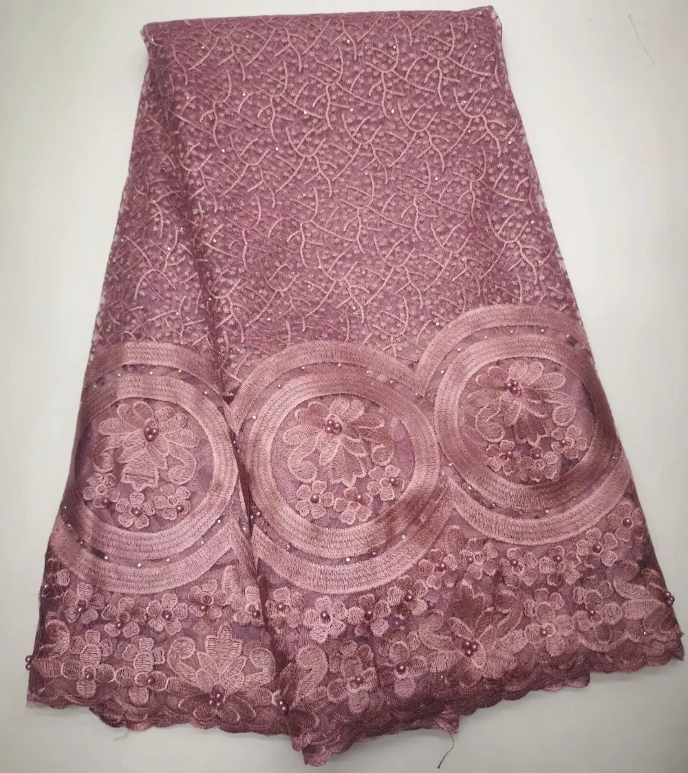 

African Lace Fabric 2019 High Quality Nigerian Lace Fabrics Onion Color African Guipure Embroidery French Tulle Lace Fabric