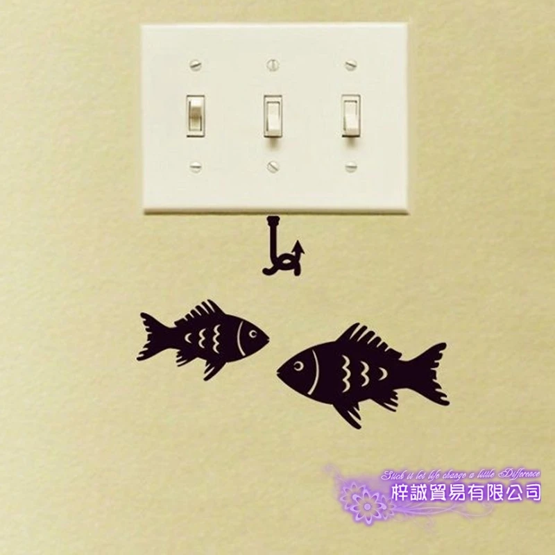 Dctal Fishing Switch Panel Sticker Fish Decal Angling Hooks Tackle Shop Posters Vinyl Wall Decals Parede Decor Mural