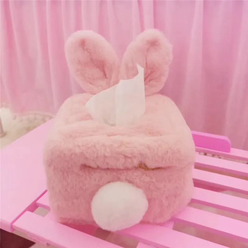 Милый розовый кролик коробка для салфеток мягкий плюш длинный Ушастый бумага с кроликом держатель для салфеток для дома Автомобильный держатель для салфеток крышка