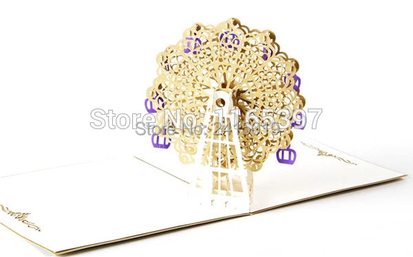  Free shipping 5pc/lot 15x15cm handmade exquisite 3D fold up greeting invitation card kids children  - 32728538411